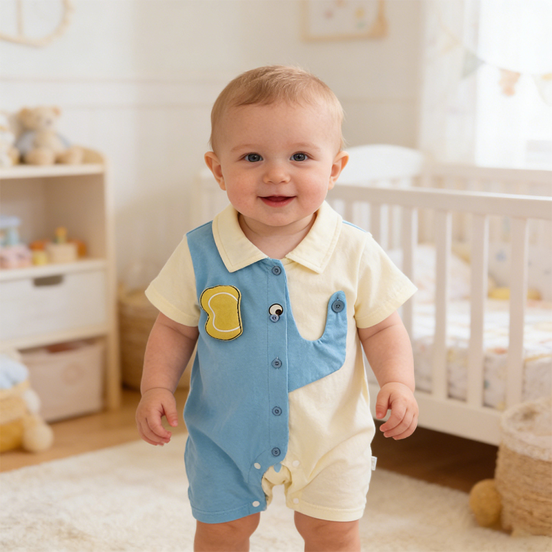 Baby Clothing Elephant - 여름 아기 롬퍼 남아 반팔 크롤링