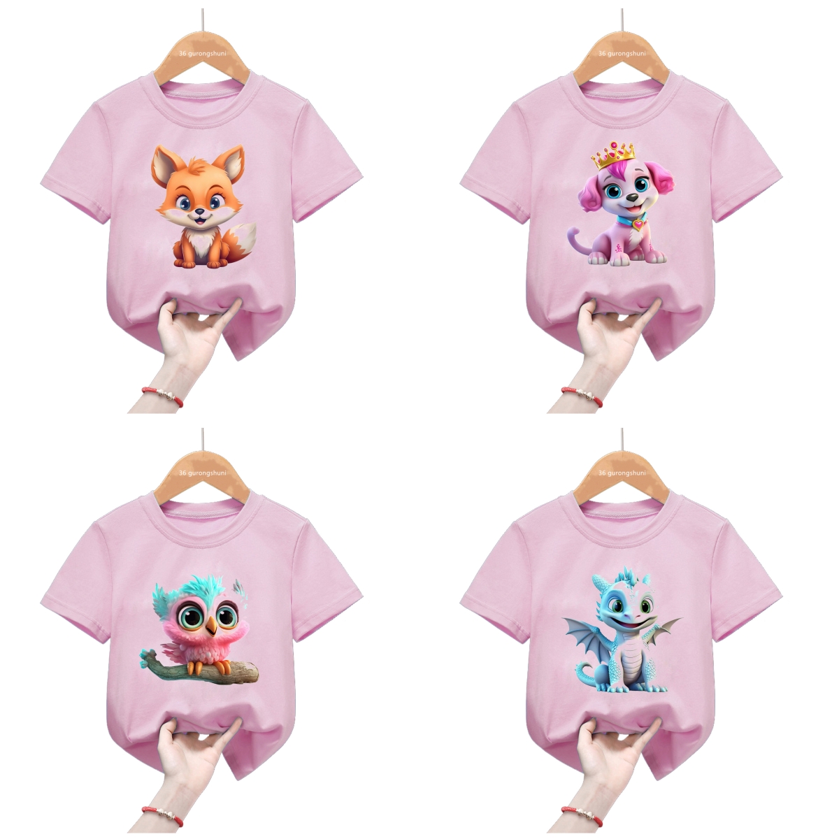 Baby Clothing Elephant - 핑크 상의 귀여운 작은 코끼리 드래곤