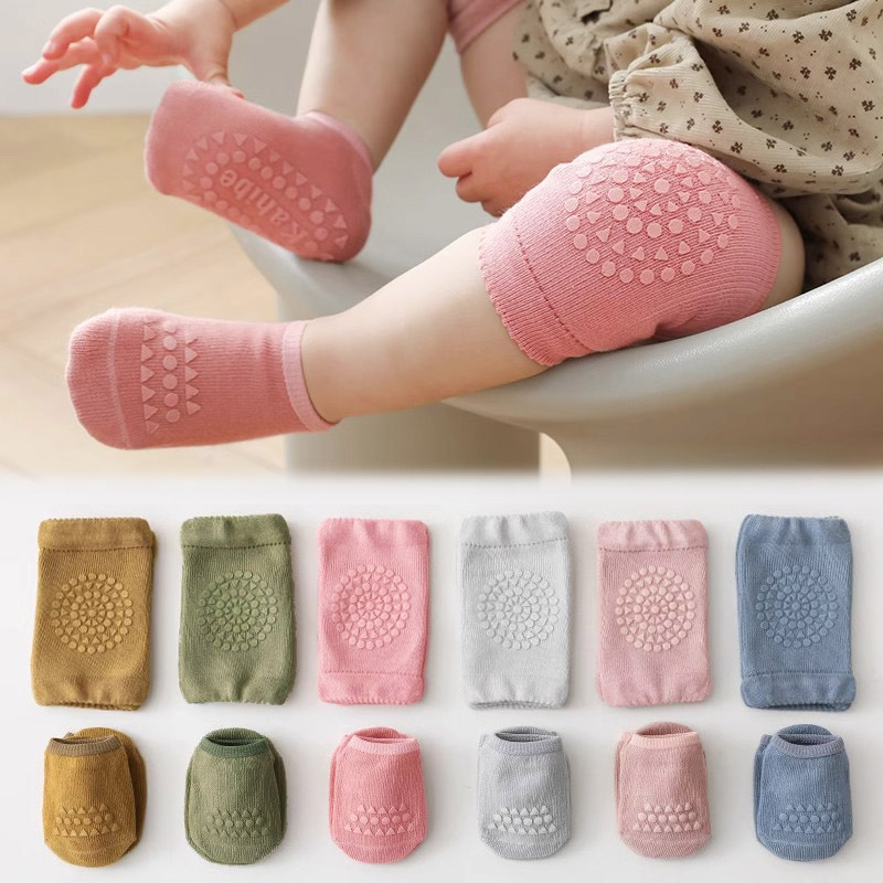 Toddler Sock Set - 아기 양말과 무릎 보호대 3세트, 단색