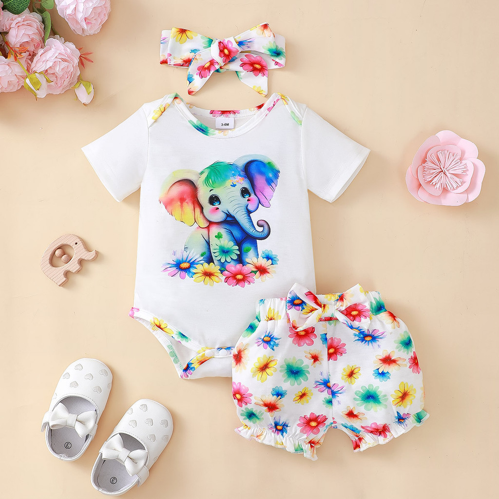 Baby Clothing Elephant - 3PCS 신생아 아기 소녀 의류 세트
