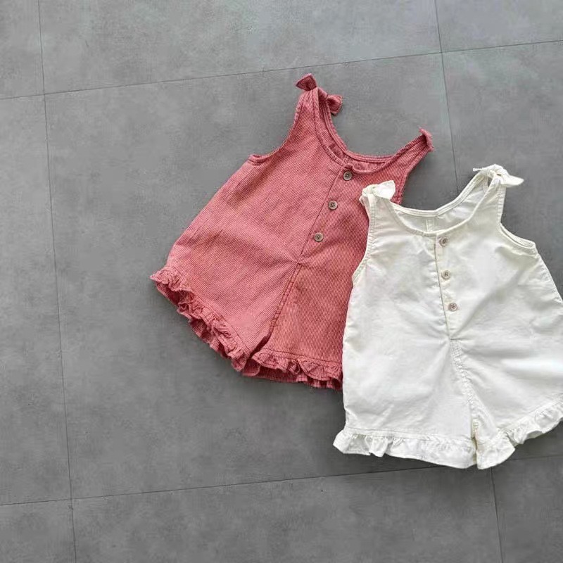 Baby Clothing 1 Year Old - HY2831 여아 여름 롬퍼 (턱받이와 반바지