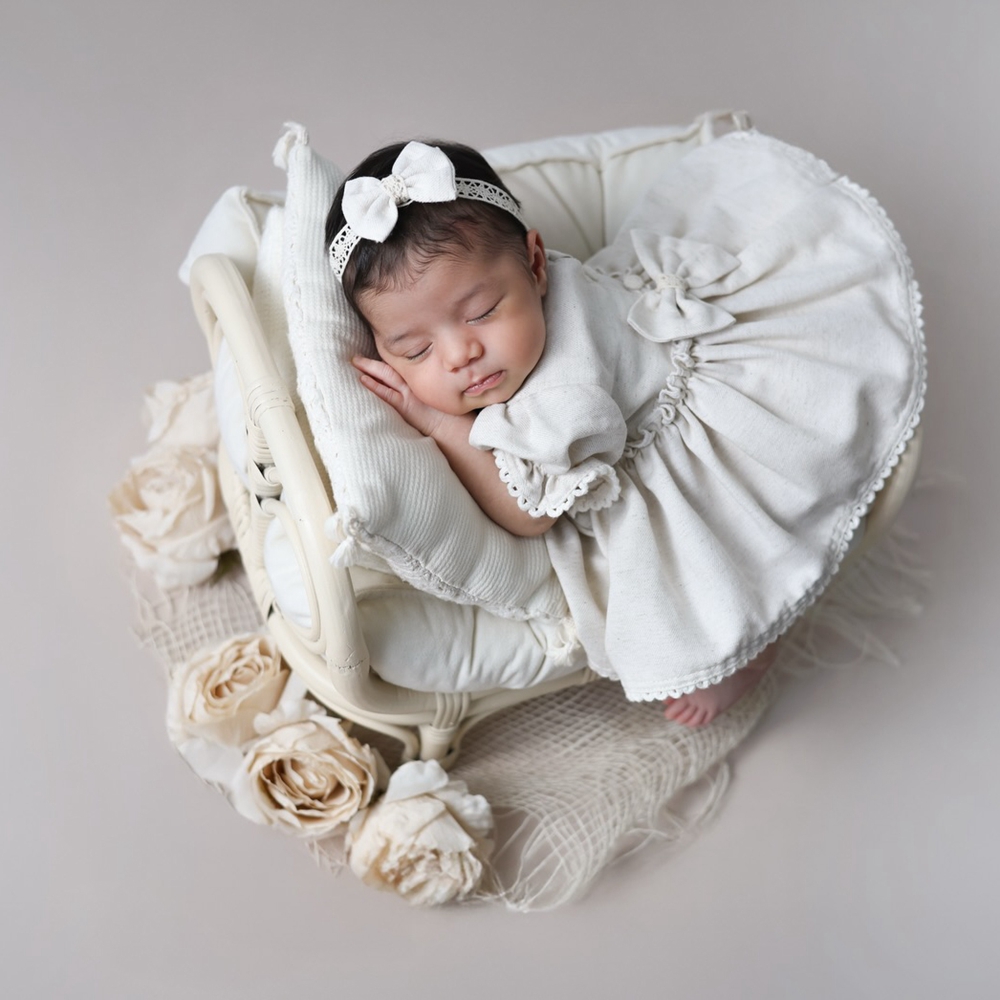 신생아 사진 소품 아기 소녀 옷 레이스 백 보우 롬퍼  - Baby Clothing Newborn 리뷰 및 가격