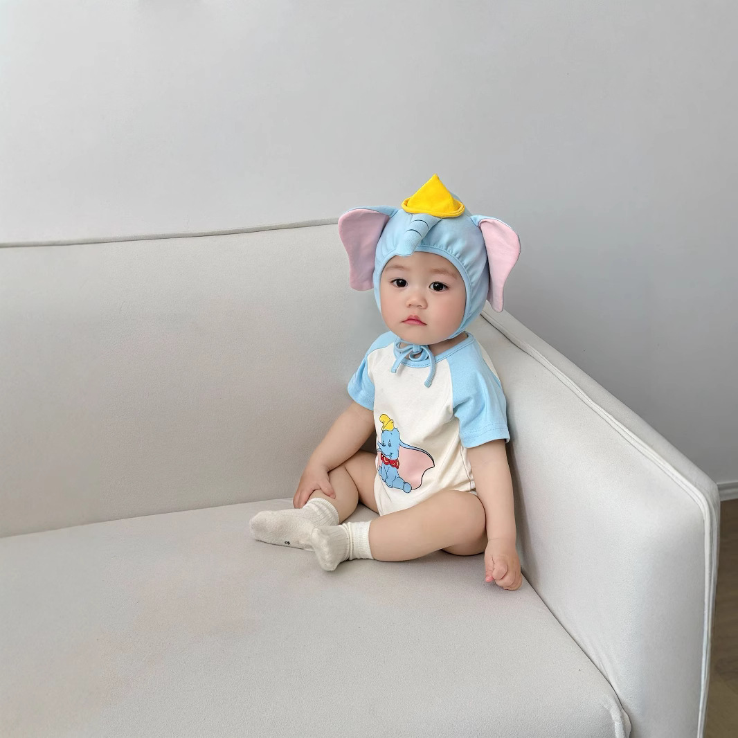 3D 코끼리 프린트 아기 바디슈트 모자 세트 반팔 롬퍼 - Baby Clothing Elephant 리뷰 및 가격