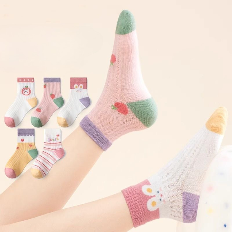 어린이 양말 5 짝/몫 봄 여름 면화 소녀 양말 어린이 - Baby Clothing Knitting Patterns 리뷰 및 가격