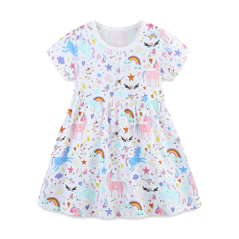 2-7T 점핑 미터 레인보우 반팔 아기 공주 드레스 여 - Baby Clothing Knitting Patterns 리뷰 및 가격
