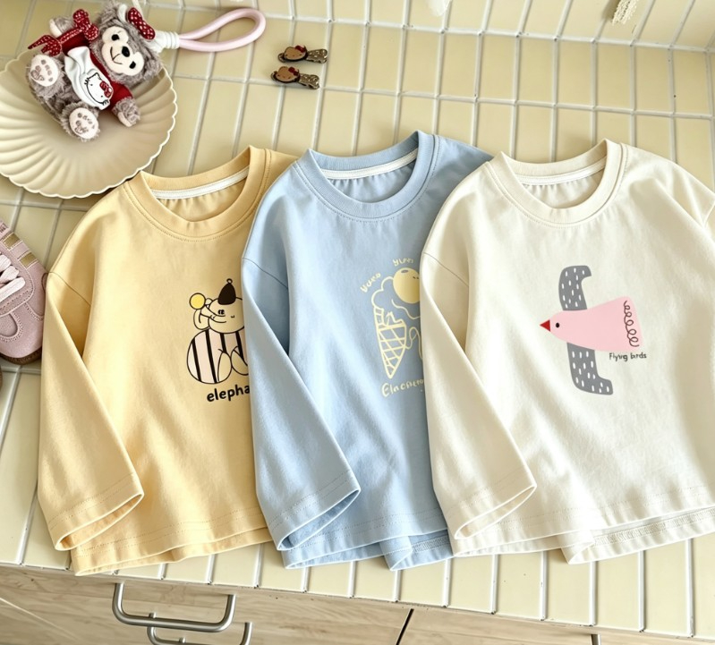 유아용 만화 코끼리 아이스크림 새 긴팔 티셔츠 가벼운  - Baby Clothing Elephant 리뷰 및 가격