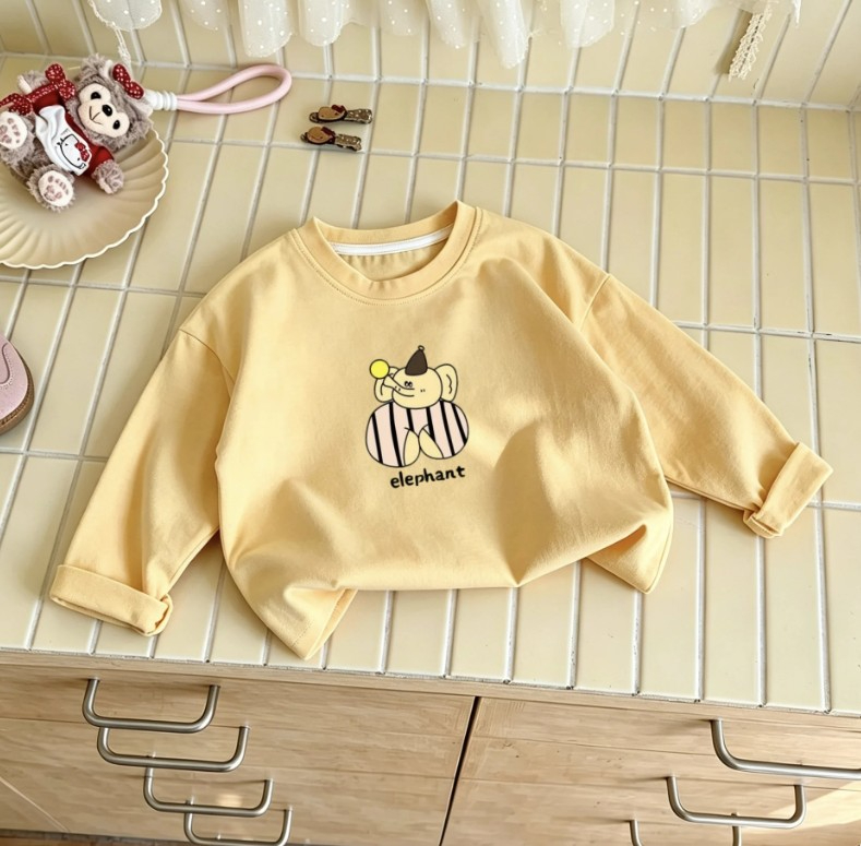 유아용 만화 코끼리 아이스크림 새 긴팔 티셔츠 가벼운  - Baby Clothing Elephant 리뷰 및 가격