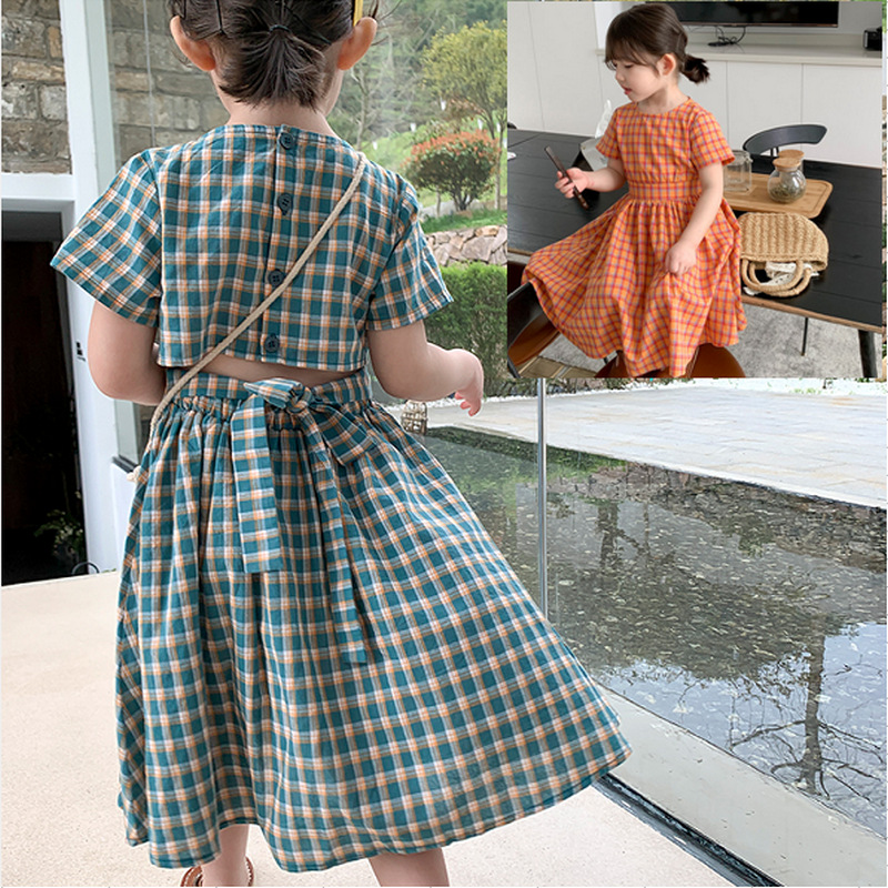 여름 캐주얼 아기와 소녀 면화 격자 무늬 싱글 브레스트 - Baby Clothing Knitting Patterns 리뷰 및 가격