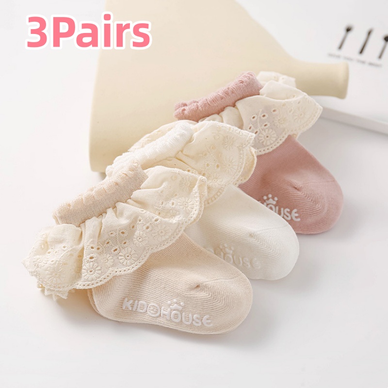 3켤레/세트 0-3세 여아용 봄 가을 레이스 트림 공주 - Toddler Sock Set 리뷰 및 가격