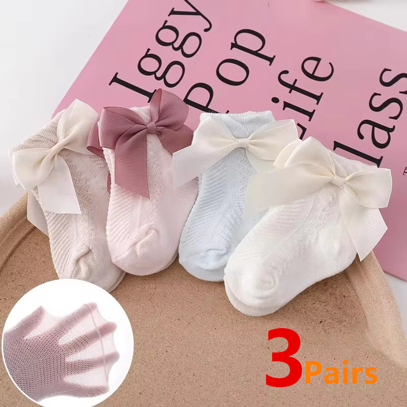 3 짝/몫 여름 아기 메쉬 양말 Bowknot 부드러운 - Toddler Sock Set 리뷰 및 가격